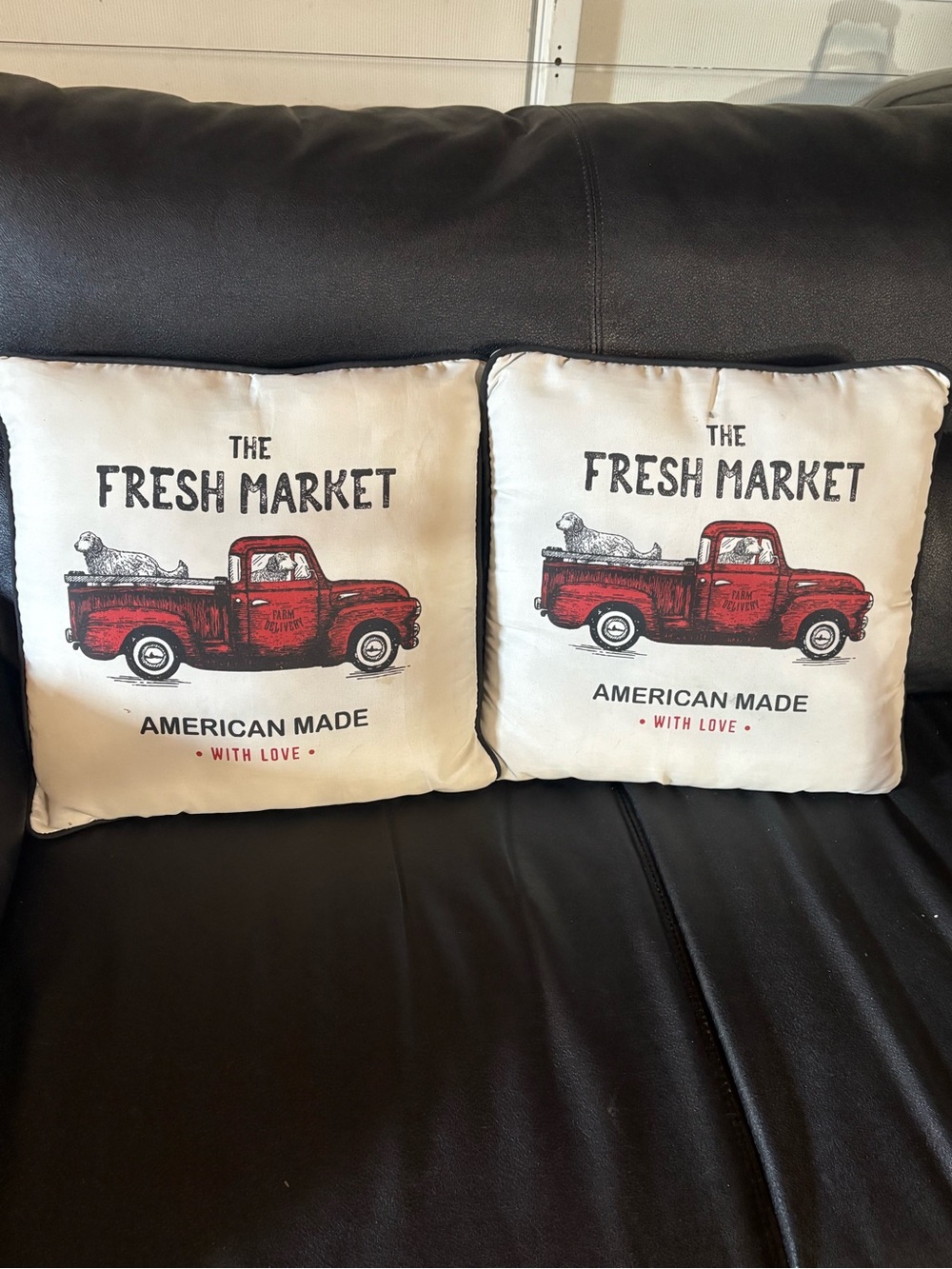 The Fresh Market Red Truck Decorative Throw Pillow (Set of 2)
